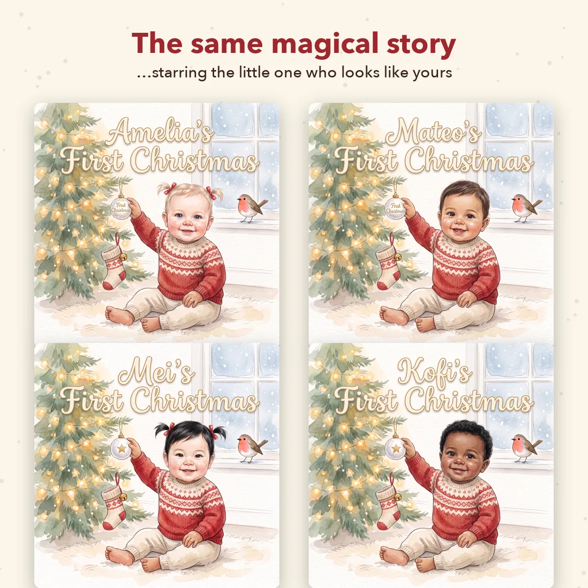 Personalised Baby's First Christmas Book — Choose a Character