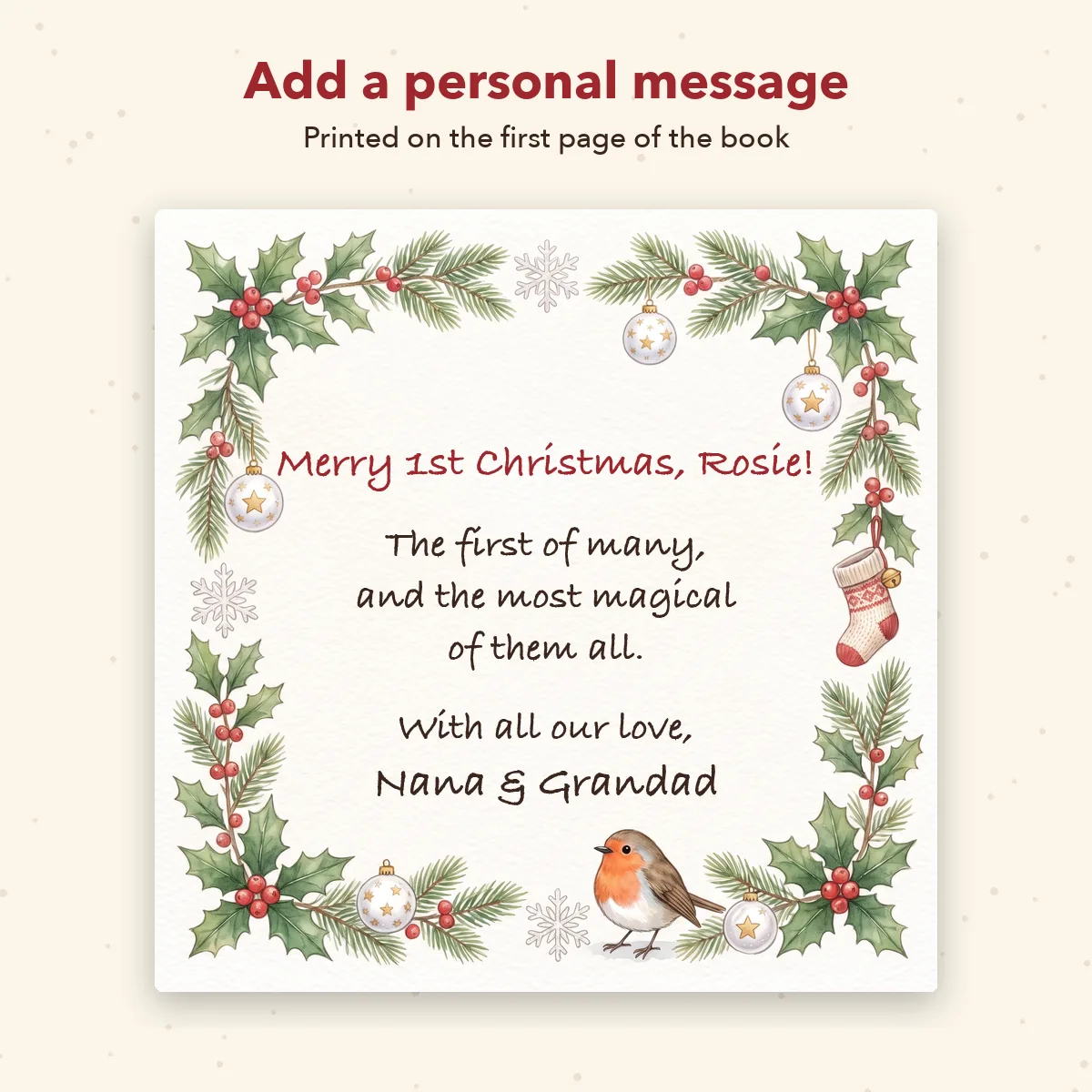 Personalised Baby's First Christmas Book — Choose a Character